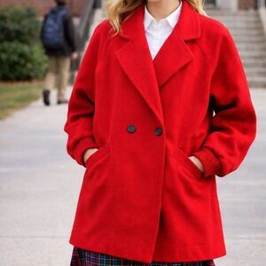 Blair Jacket Coat Women's Red Button Vintage Long Sleeve Wool Blend Made in USA